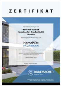 Zertifikat Rademacher Homepilot Fachmann